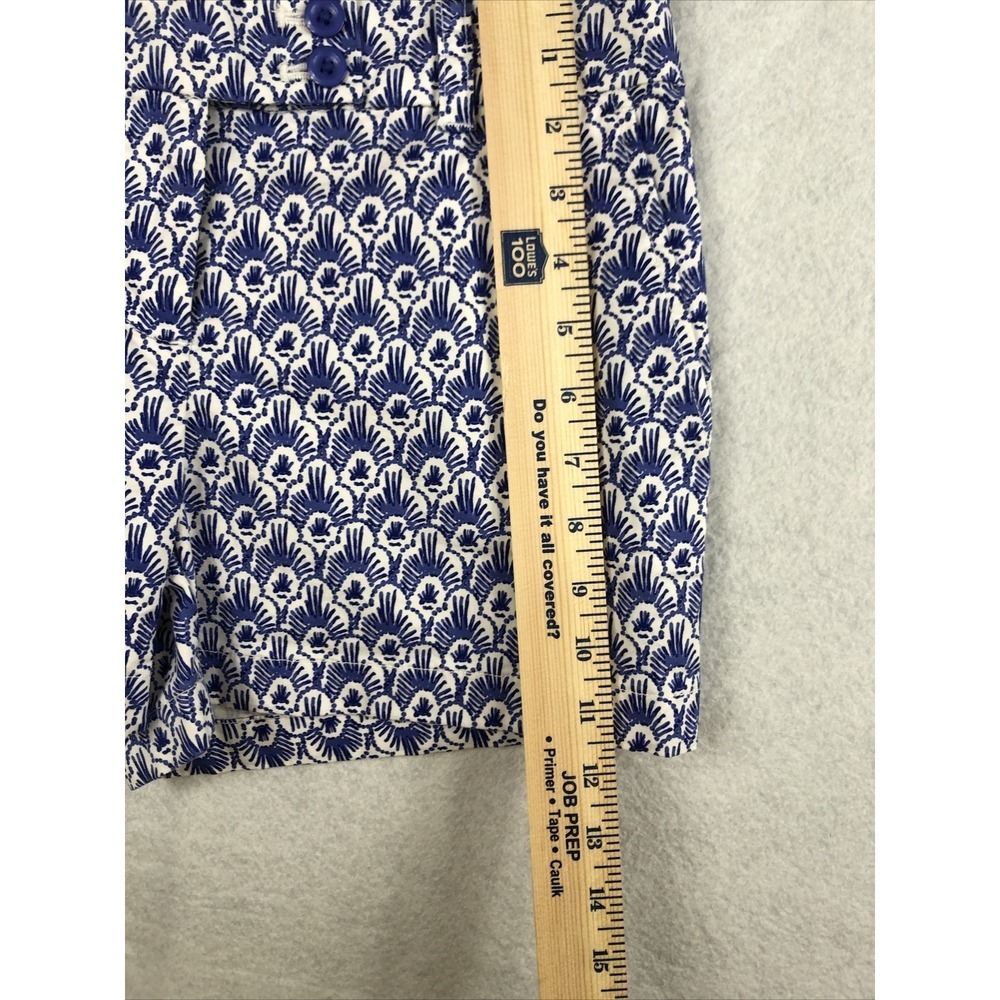 Vineyard Vines White Blue Print Shorts‎ Whale Logo Cotton Stretch Women's Size 0 - Picture 6 of 7